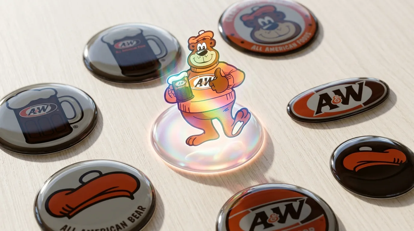 複数のシールが並び1枚からルーティが飛び出す