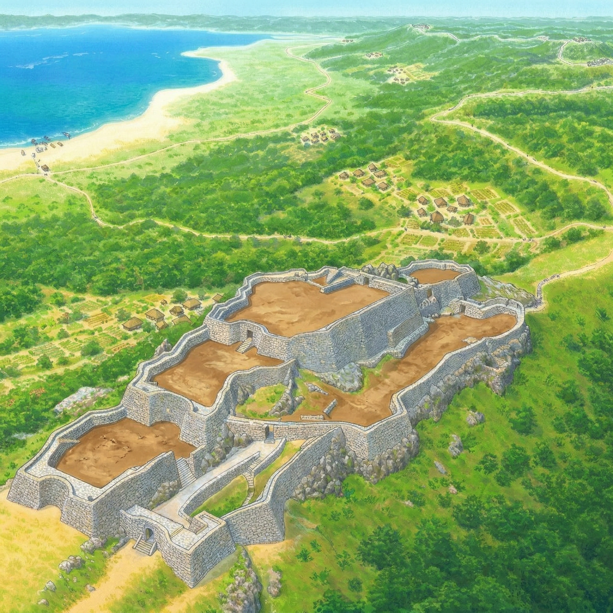 中城城跡 俯瞰イラスト