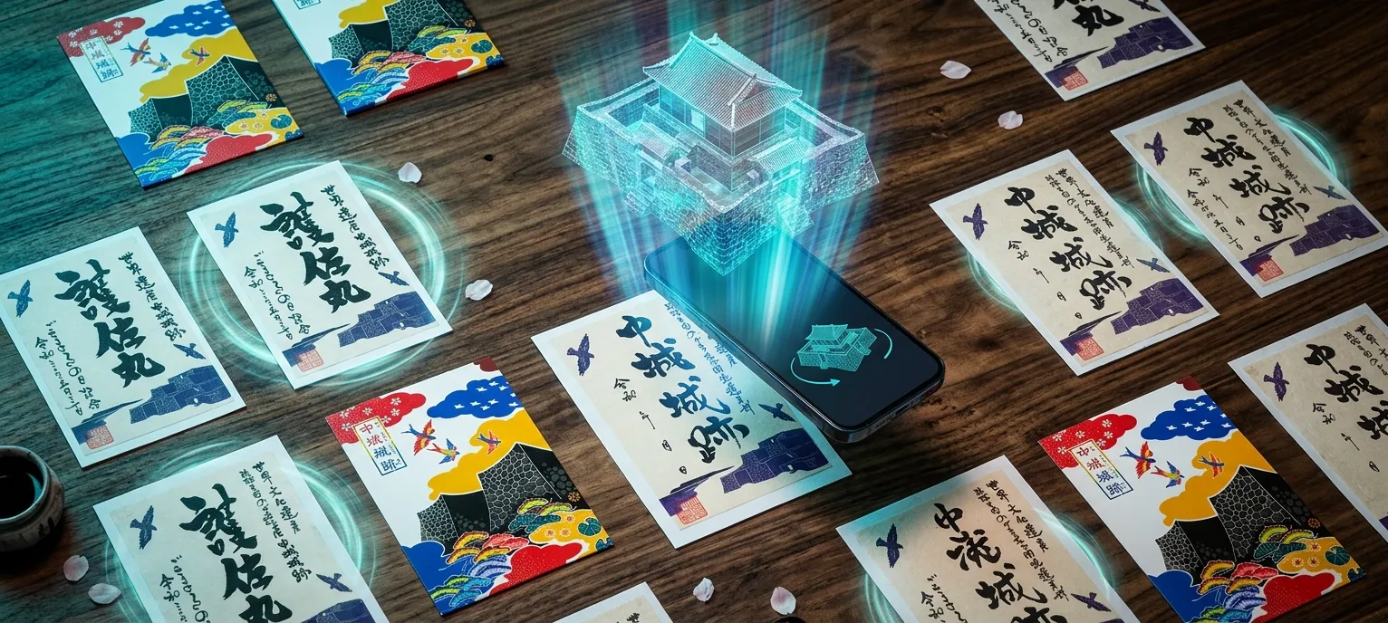 複数の御城印とスマホでAR体験
