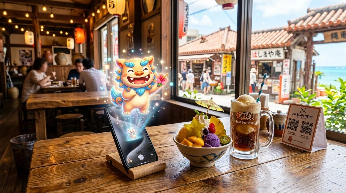 カフェでQRスキャンAR体験