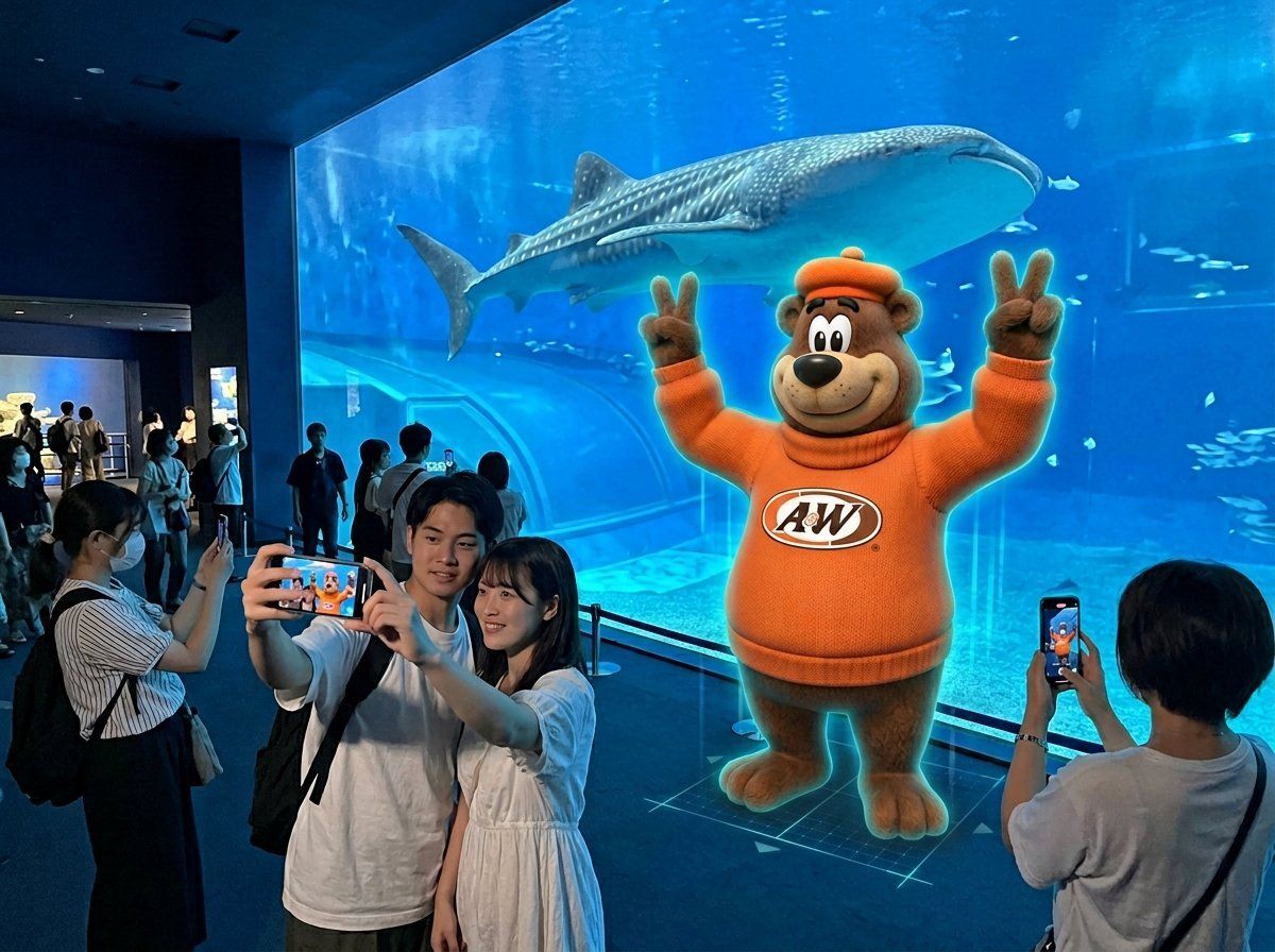美ら海水族館でルーティとAR撮影