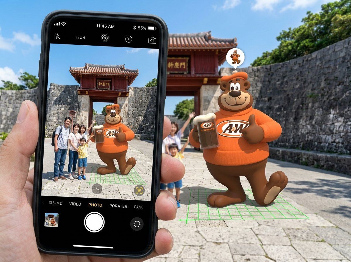 守礼門でルーティとAR撮影