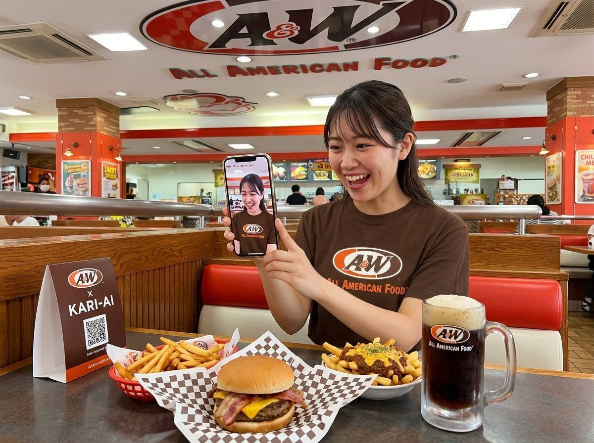 A&W店内テーブルQRで着せ替え体験