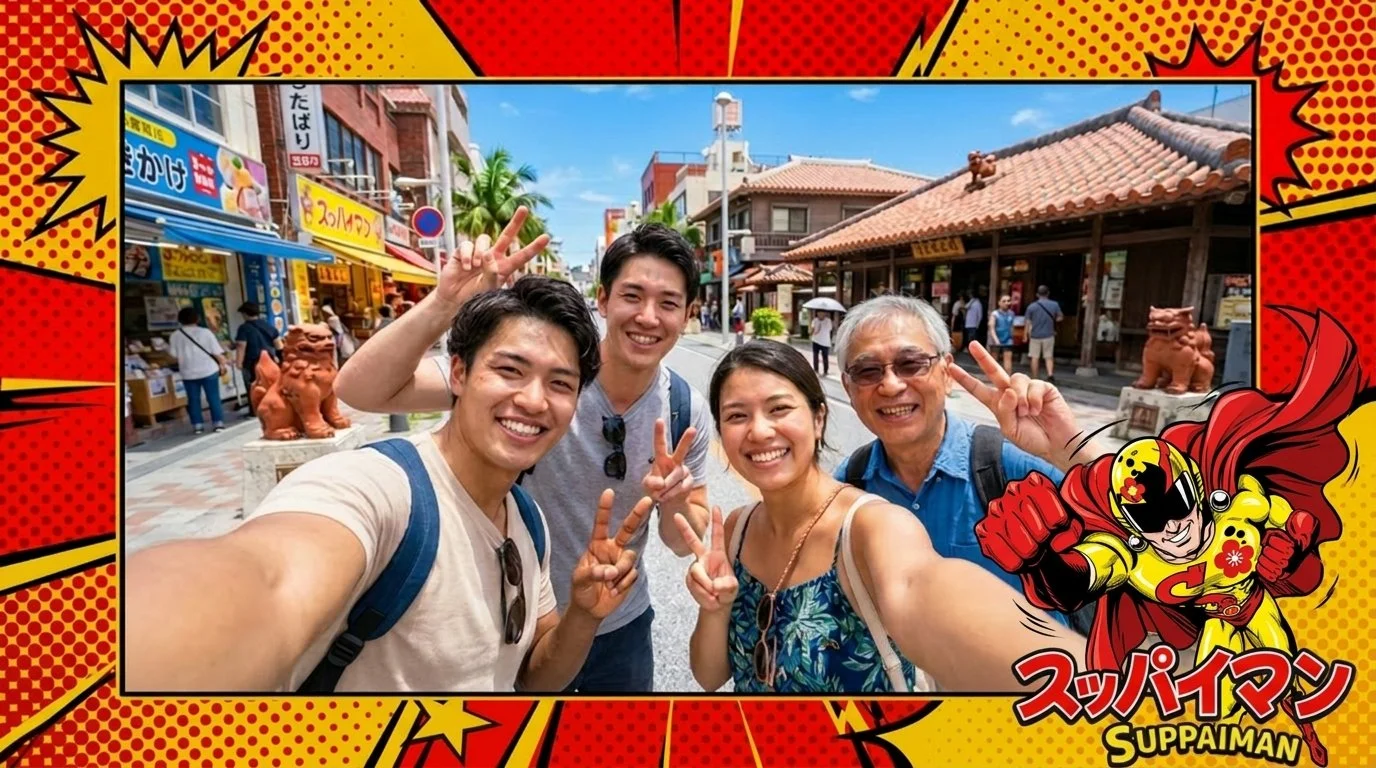 パッケージ風フォトフレーム — 国際通りでのセルフィー