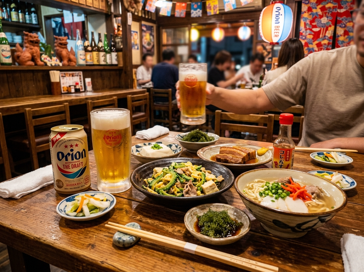 沖縄料理のテーブル
